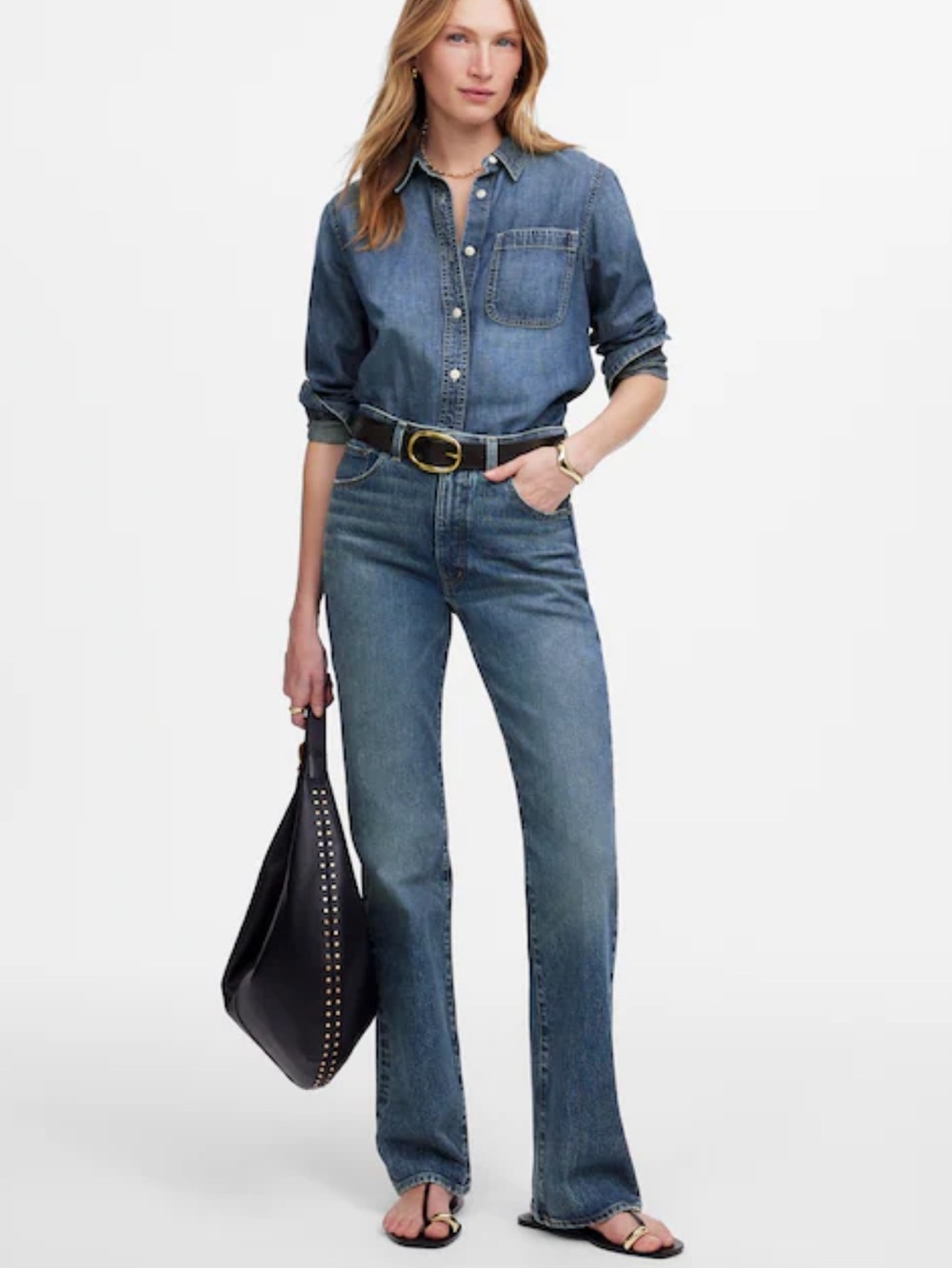 Madewell Women's Boot-Cut Jeans in Mid Blue Wash